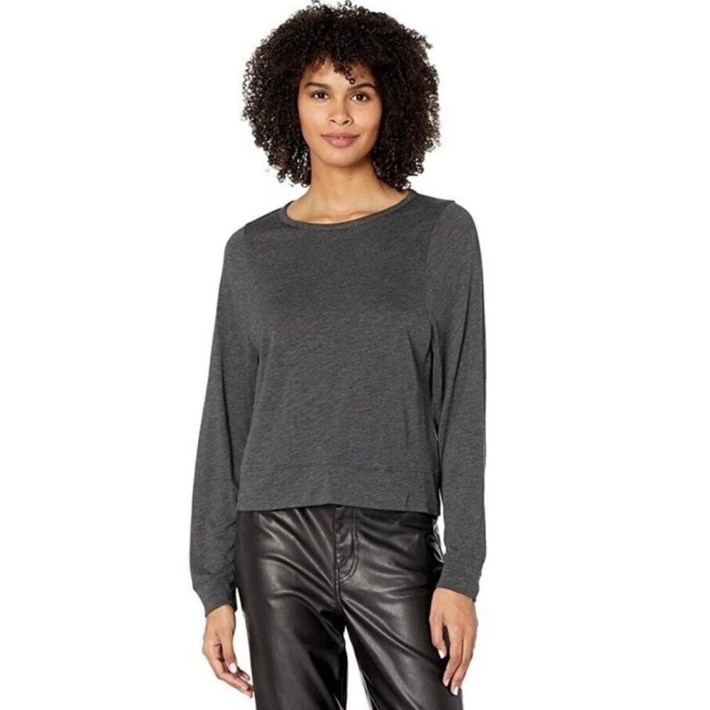 Madewell Highpoint Dolman-Sleeve Tee heathered charcoal gray MC253 crop top